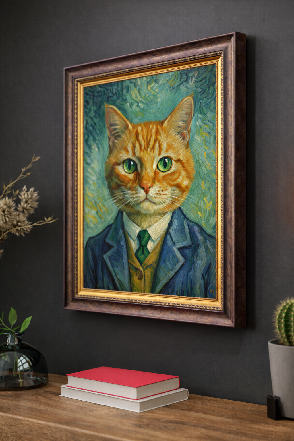 Vintage Gentleman Cat Wall Art Print – Suit Wearing Cat Canvas Painting – Classic Portrait Home Decor