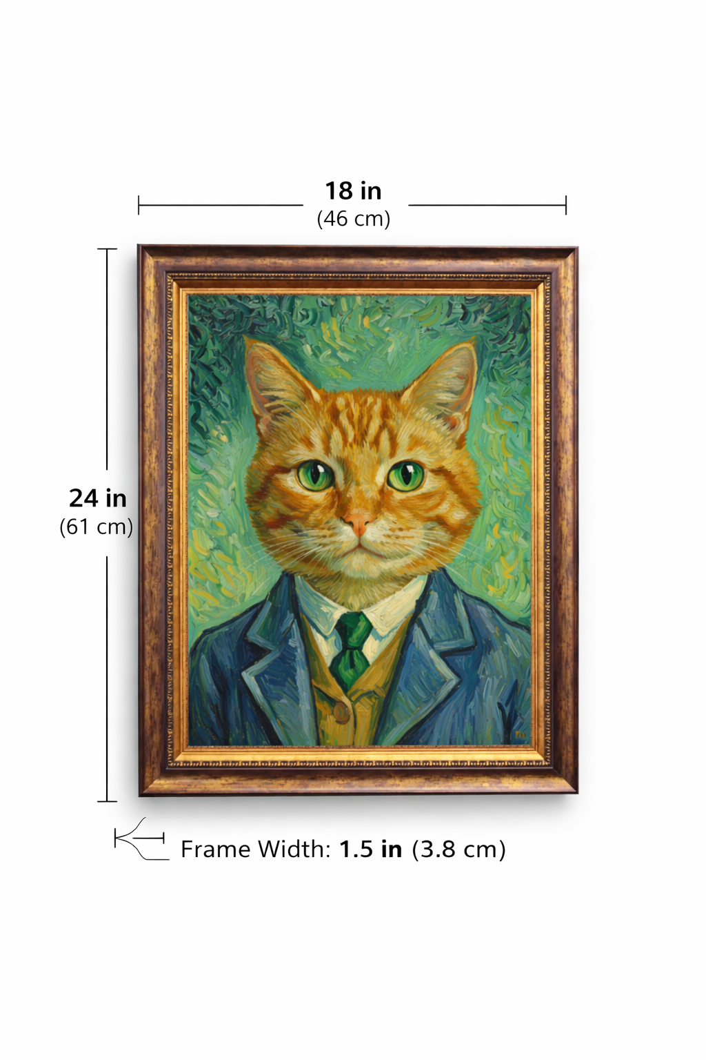 Vintage Gentleman Cat Wall Art Print – Suit Wearing Cat Canvas Painting – Classic Portrait Home Decor