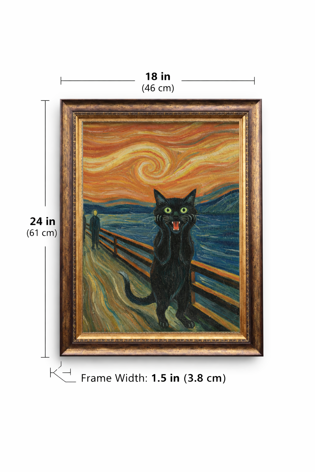 Scream Cat Wall Art Print – Expressionist Black Cat Canvas – Funny Vintage Art Poster