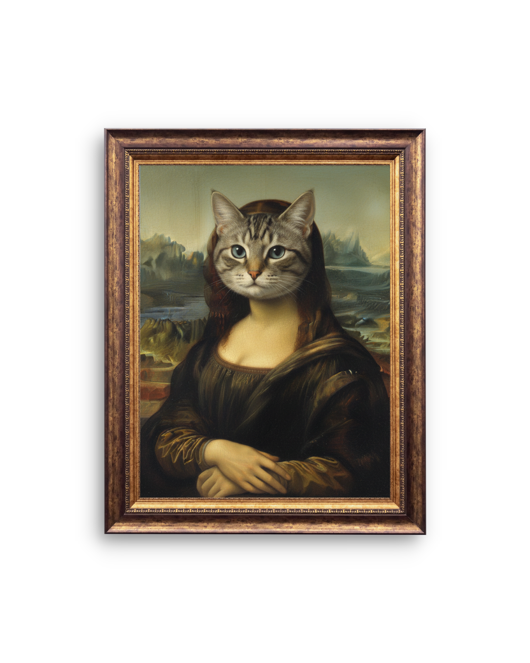 Mona Lisa Cat Wall Art – Renaissance Cat Painting Print – Funny Classic Art Canvas Poster